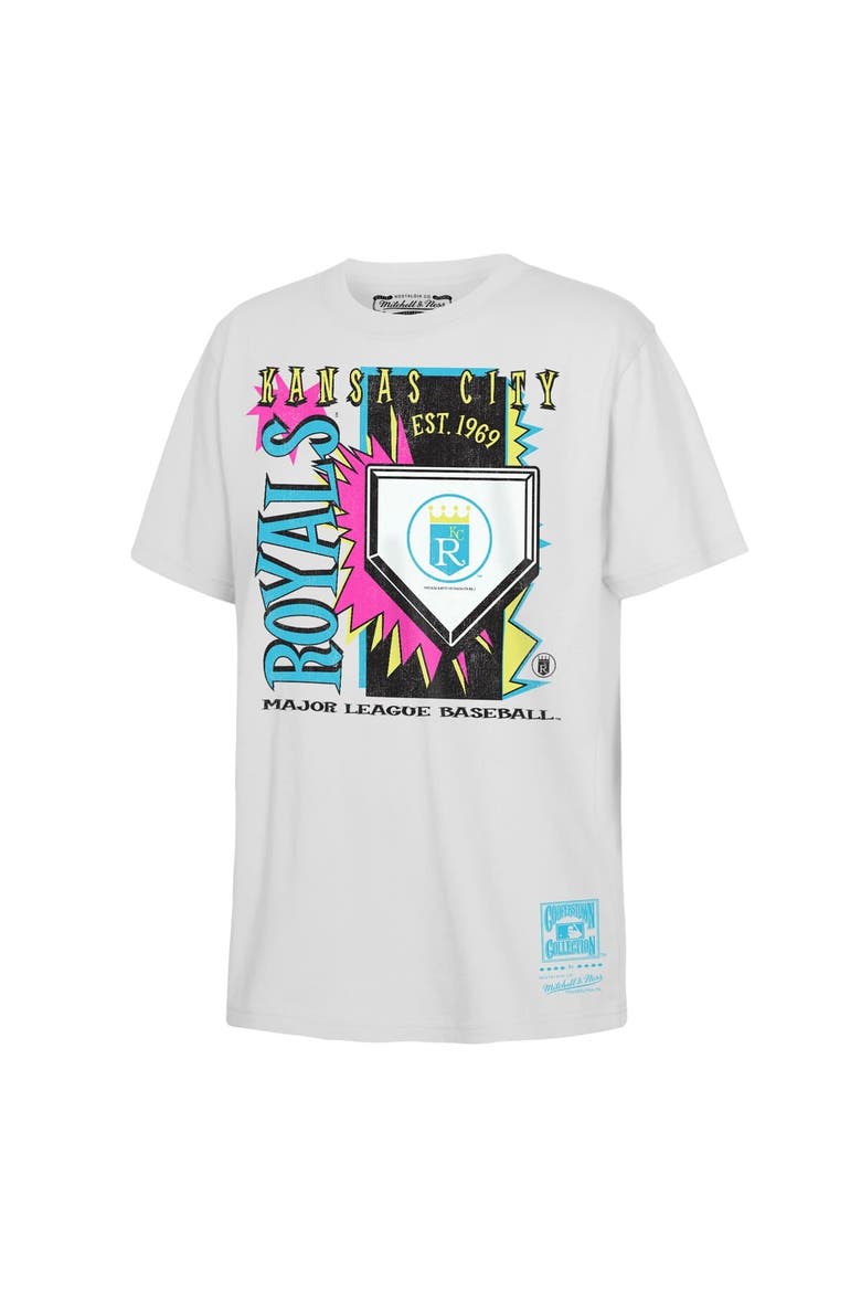 Youth Mitchell & Ness  White Kansas City Royals Cooperstown Neon Field Shock T-Shirt, Main, color, White