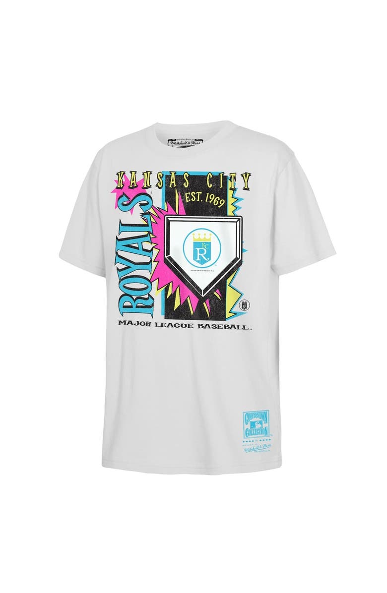 Mitchell & Ness Youth Mitchell & Ness White Kansas City Royals Cooperstown Neon Field Shock T-Shirt, Main, color, White