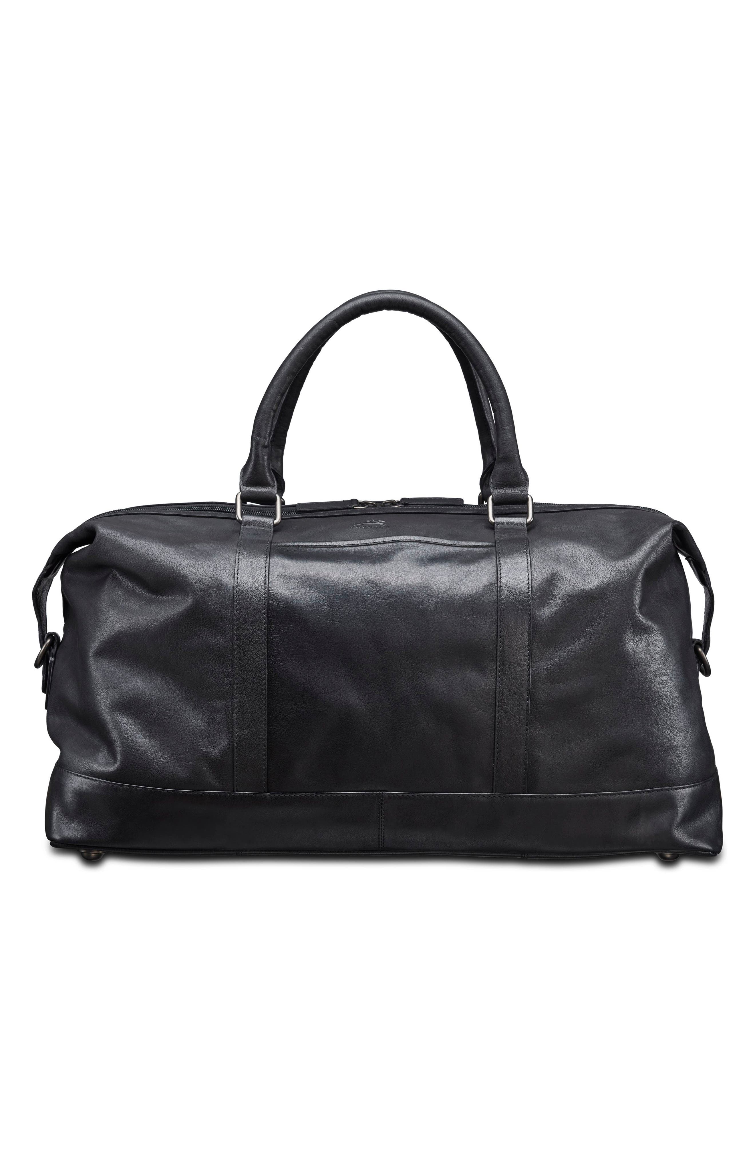 Mancini Carry-On Leather Duffle Bag, Alternate, color, Black