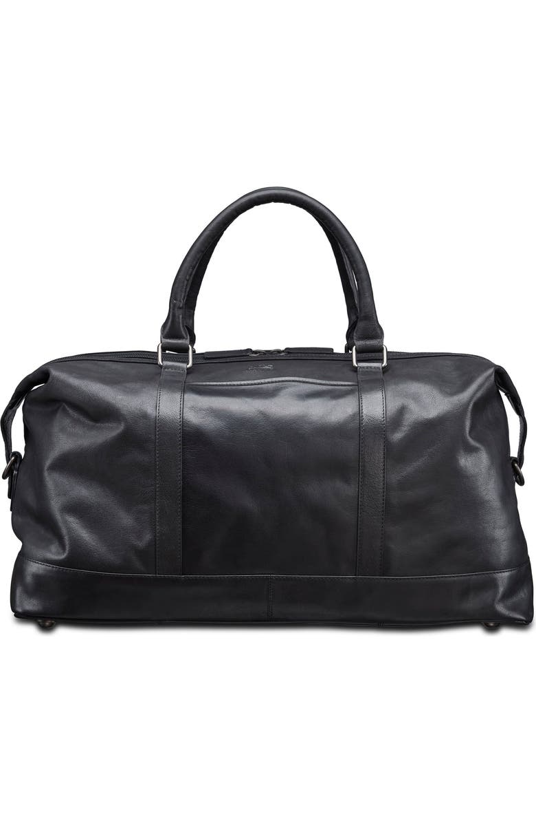 Mancini Carry-On Leather Duffle Bag, Alternate, color, Black