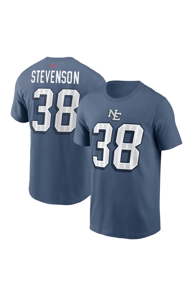Nike Men's Nike Rhamondre Stevenson Storm Blue New England Patriots 2025 Rivalries Collection Player Name & Number T-Shirt, Main, color, Blue