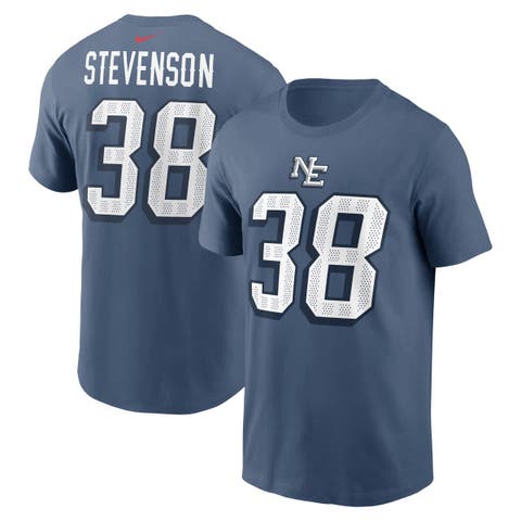 Men's Nike Rhamondre Stevenson Storm Blue New England Patriots 2025 Rivalries Collection Player Name & Number T-Shirt