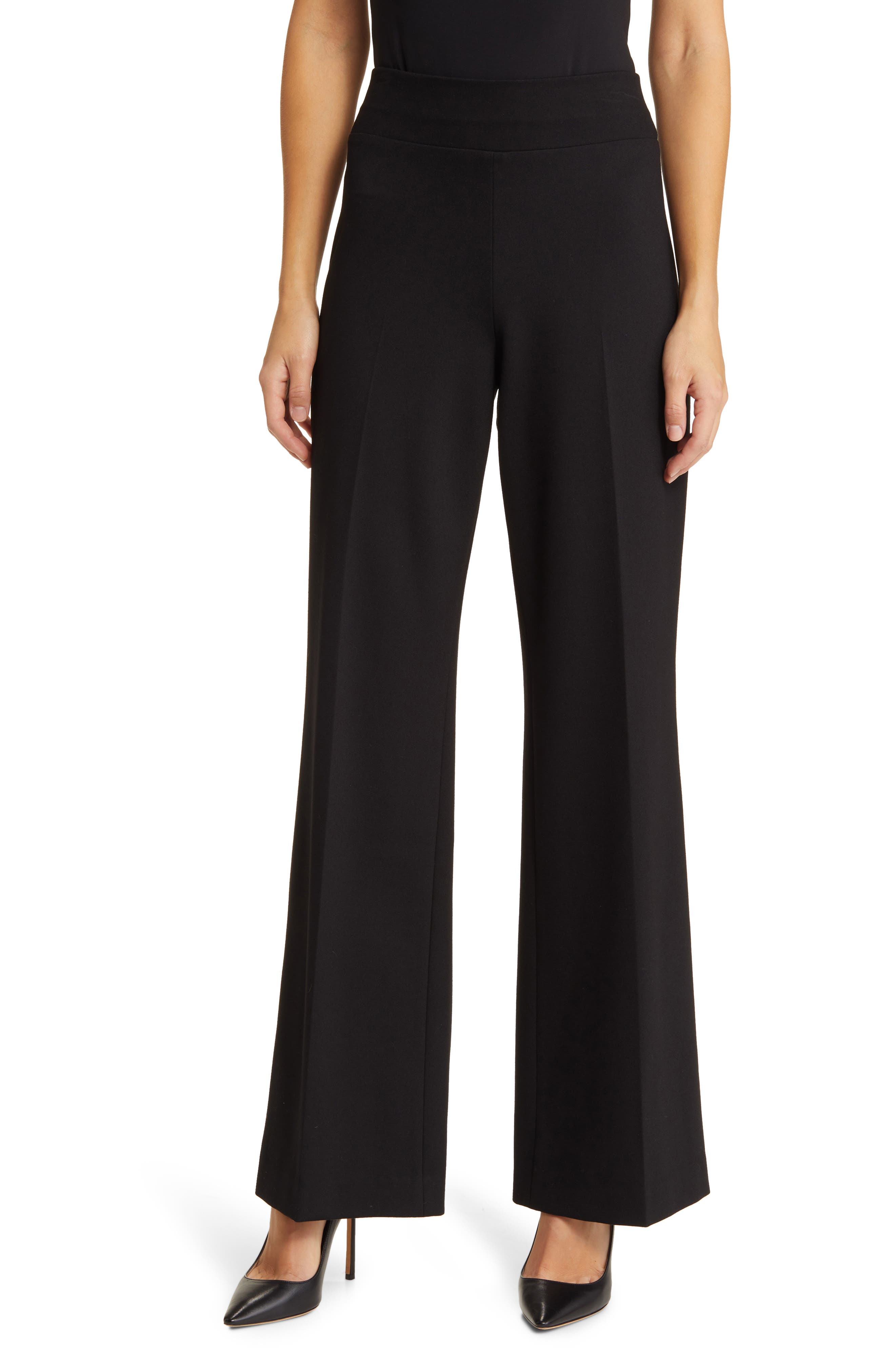 Anne Klein Pull-On Wide Leg Trousers in Anne Black 