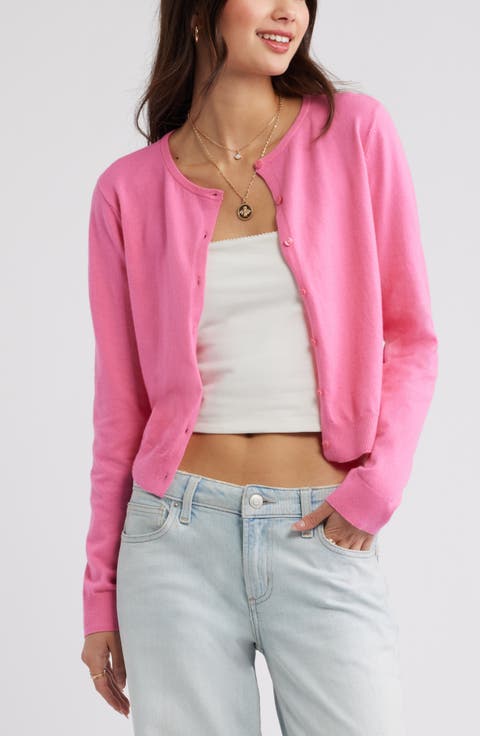 Crewneck Cotton Blend Cardigan