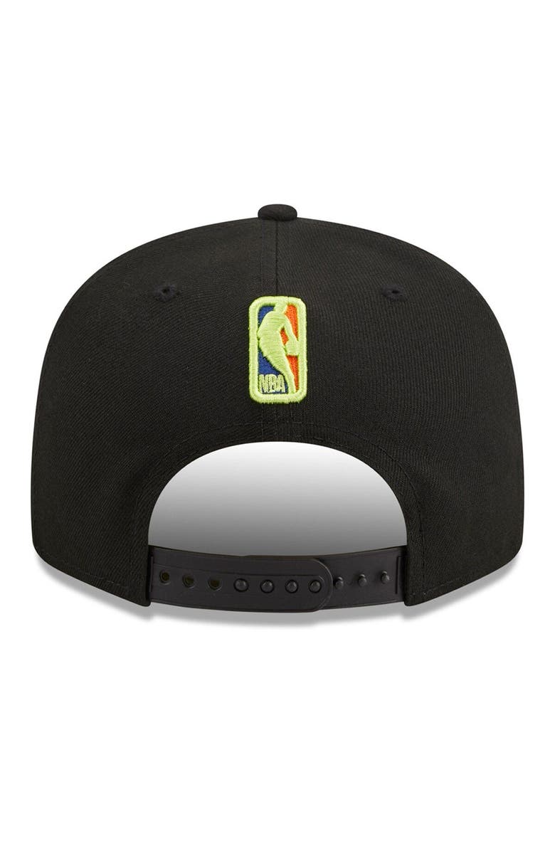 New Era Men's New Era Black New York Knicks Neon Pop 9FIFTY Snapback Hat, Alternate, color, 