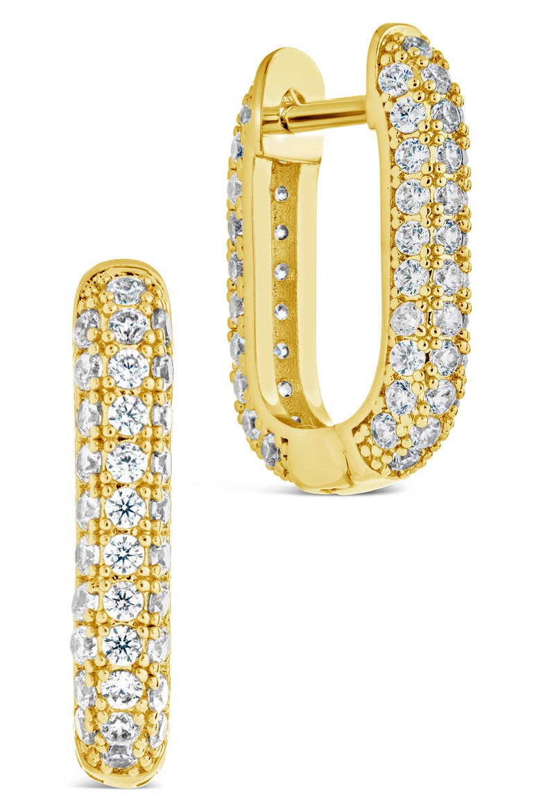 Mara Cubic Zirconia Hoop Earrings, Main, color, GOLD