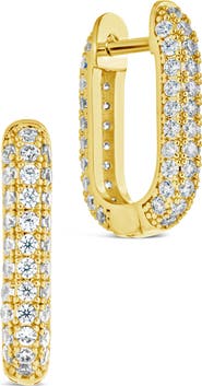 Sterling Forever Mara Cubic Zirconia Hoop Earrings