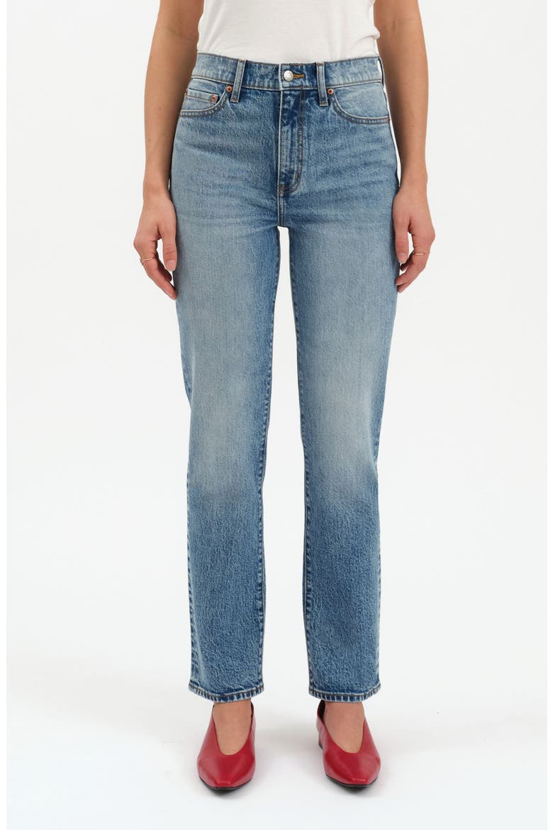 Smarty Pants High Waist Slim Straight Ankle Jeans, Main, color, FACE TO FACE