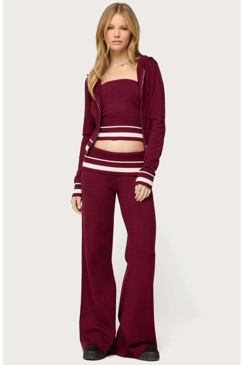 Kaliya Zip-Up Knit Hoodie, Alternate, color, BURGUNDY