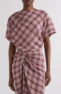 Isabel Marant Étoile Neyala Plaid Short Sleeve Cotton Top