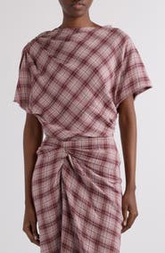 Isabel Marant Étoile Neyala Plaid Short Sleeve Cotton Top