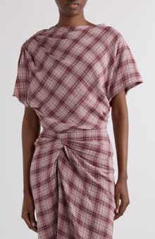Isabel Marant Étoile Neyala Plaid Short Sleeve Cotton Top