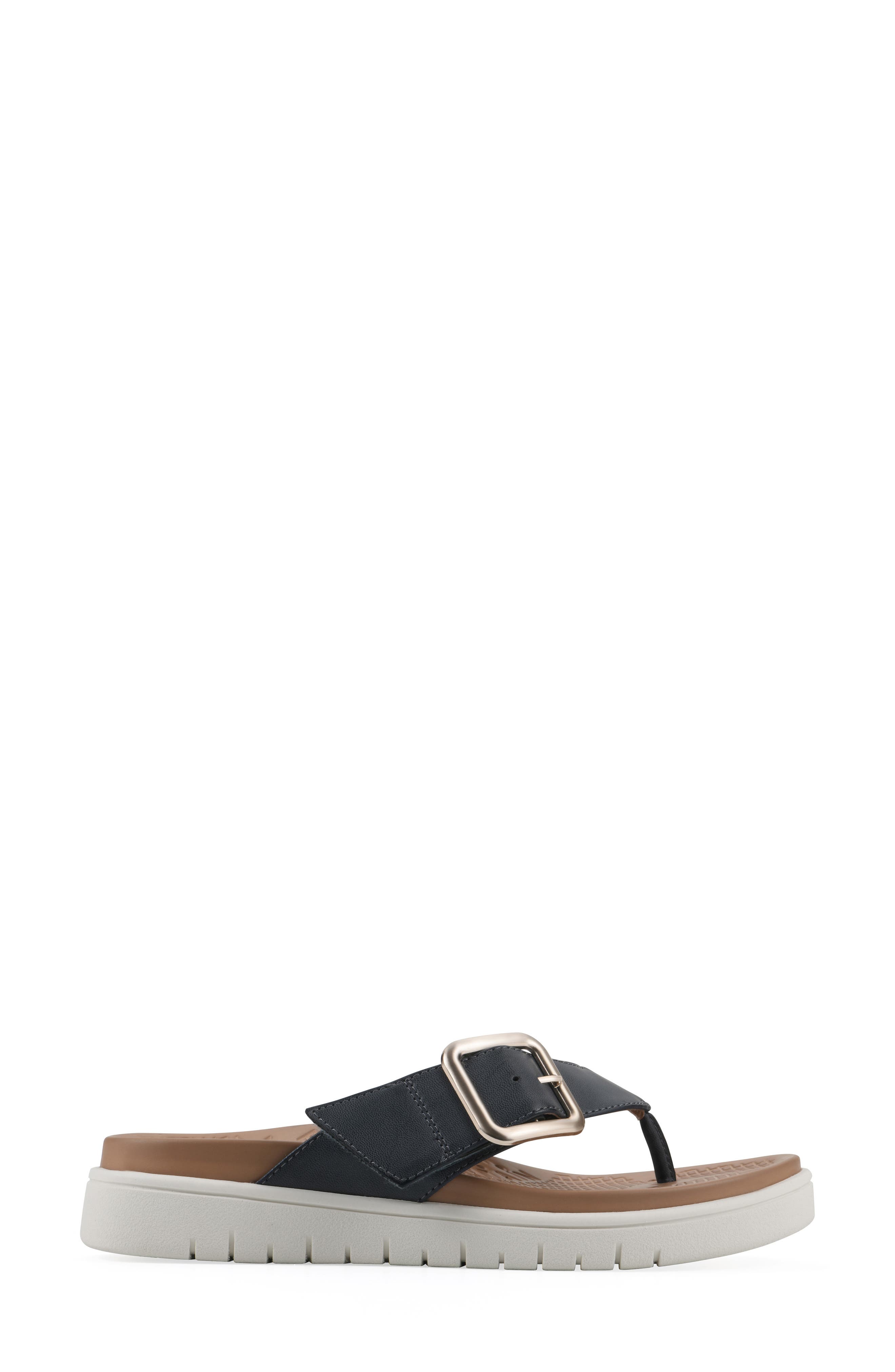 Nalla Recovery Foam Thong Sandal, Alternate, color, NAVY/ BURNISH/ SMOOTH
