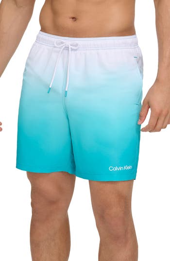 Shop Calvin Klein Sky Gradient Swim Trunks In Atlantis