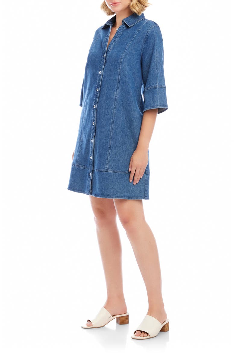 Flare Sleeve Denim Shirtdress, Alternate, color, CHAMBRAY