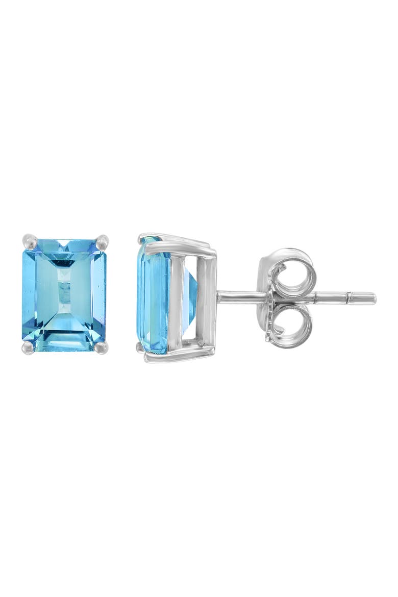 14K White Gold Blue Topaz Stud Earrings, Alternate, color, BLUE