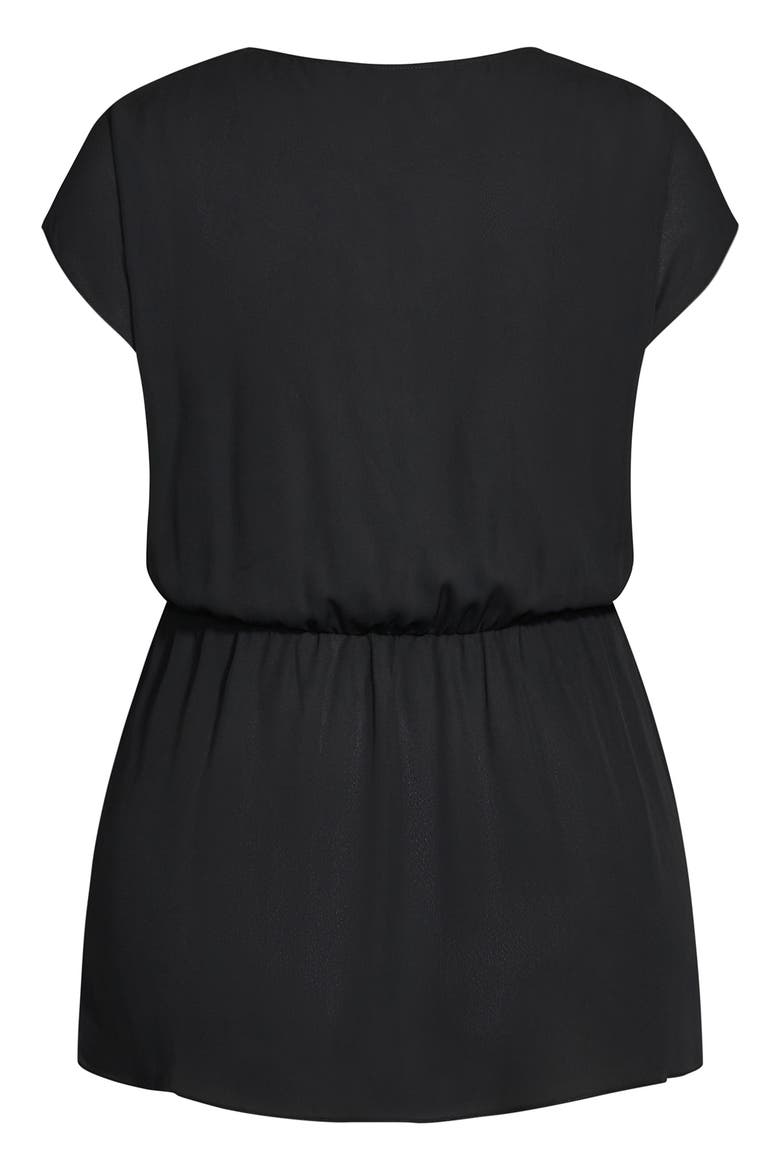 Simple Twist Peplum Cotton Top, Alternate, color, BLACK