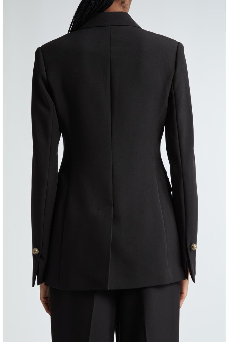 Crystal Button Stretch Cady Blazer, Alternate, color, BLACK
