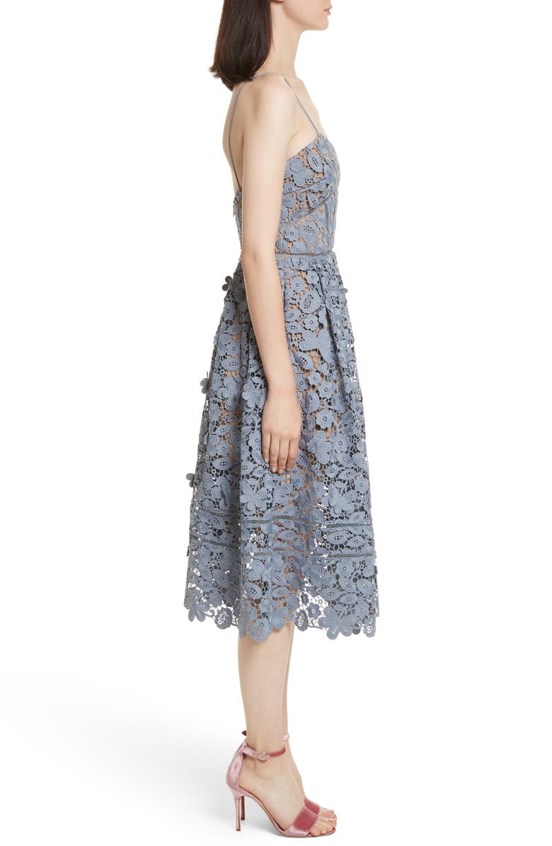 Self-Portrait Azaelea 3D Lace Fit & Flare Dress, Alternate, color, 
