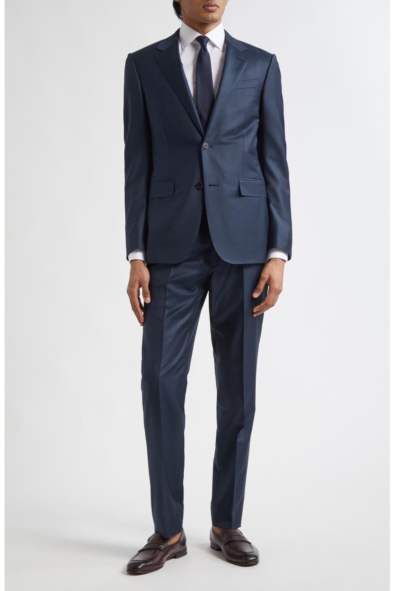 Regular Fit Navy Glen Check Trofeo Wool Suit, Main, color, BLUE NAVY CHECK