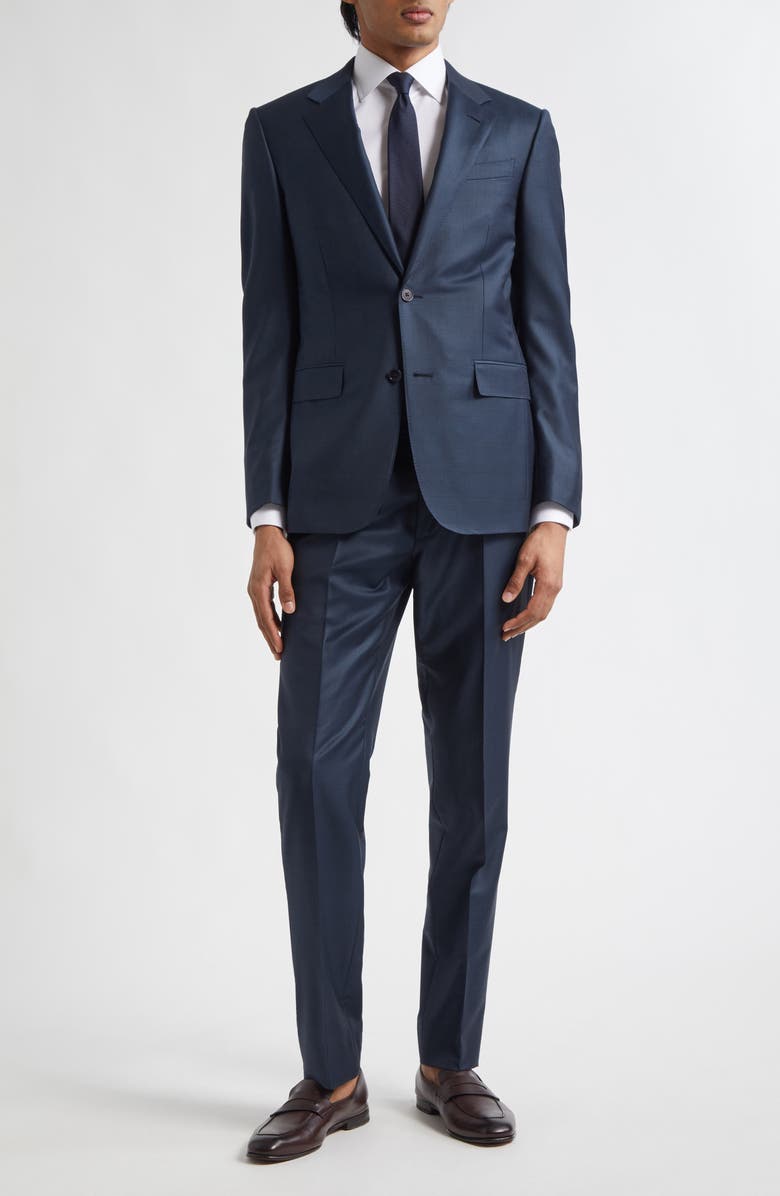 ZEGNA Trofeo Wool Suit, Main, color, Blue Navy Check