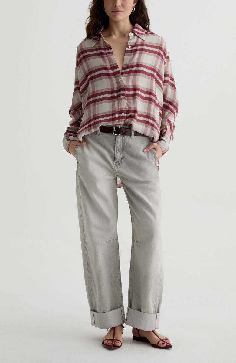 AG Mercer Cuffed High Waist Barrel Jeans, Alternate, color, Sensory