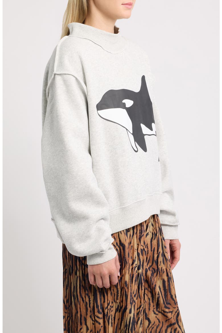 Whale Yeah Reversible Graphic Boxy Sweatshirt, Alternate, color, GREY