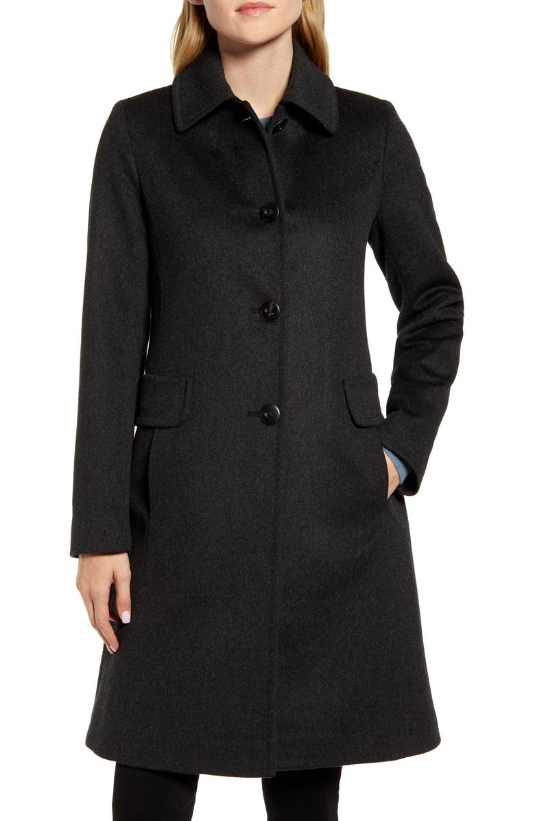 Fleurette Single Breasted Wool Reefer Coat, Alternate, color,