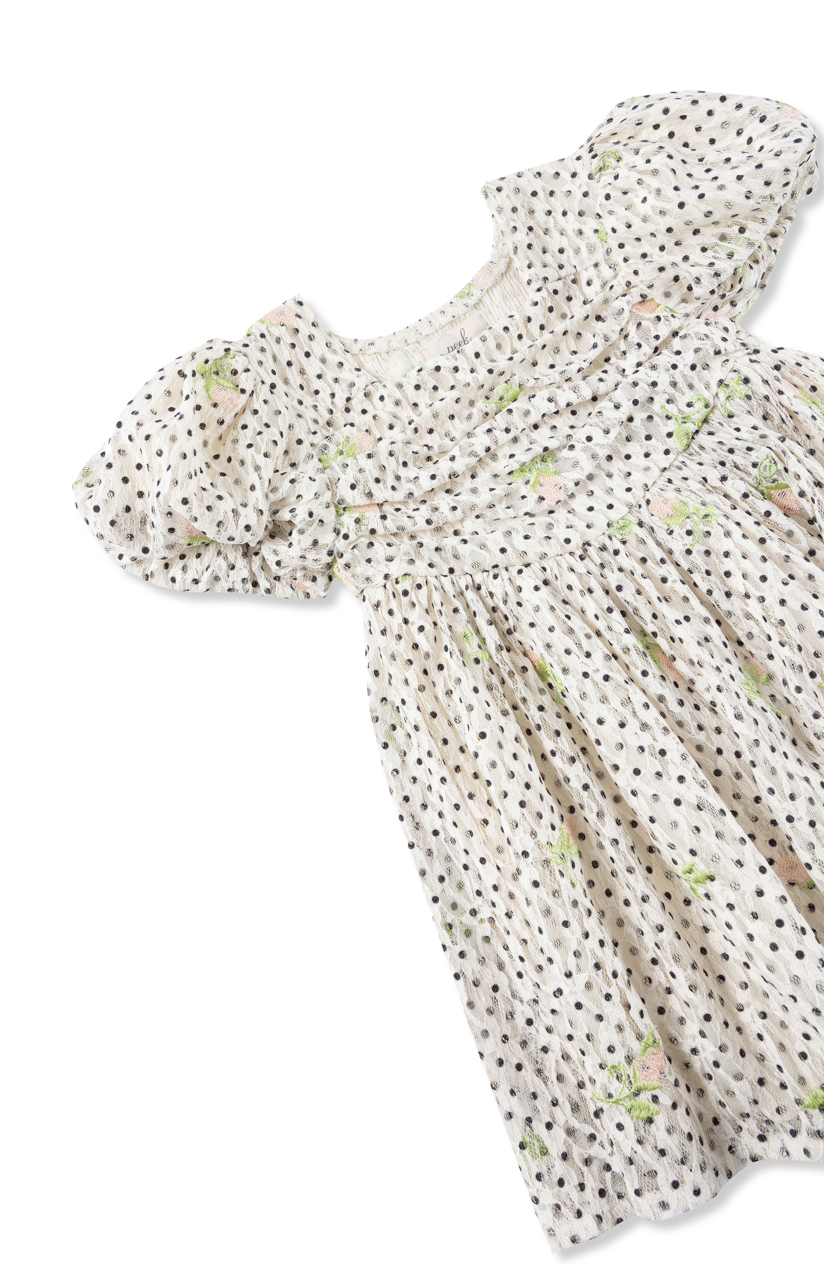 Peek Essentials Polka Dot Embroidered Puff Sleeve Dress | Nordstrom