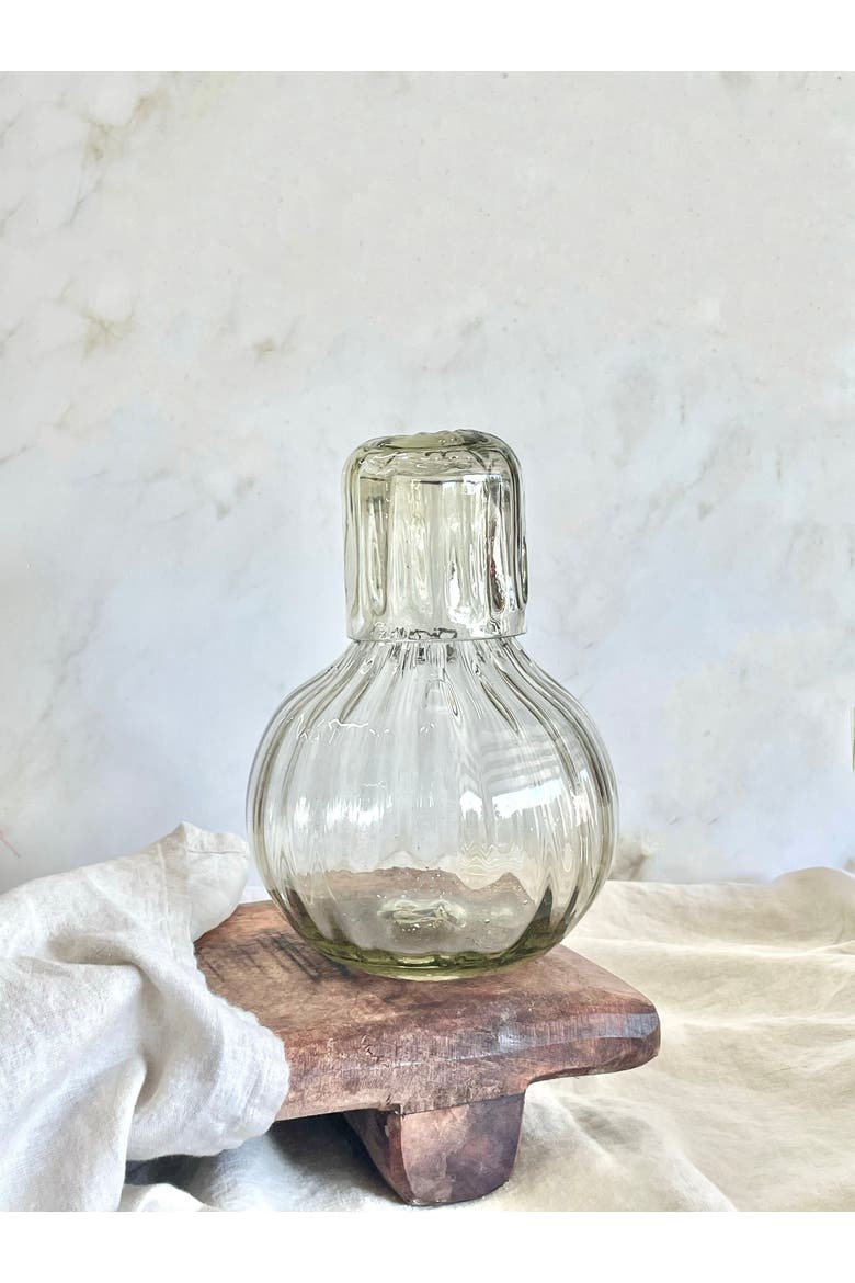 Handblown Fluted Carafe Set, Alternate, color, Black