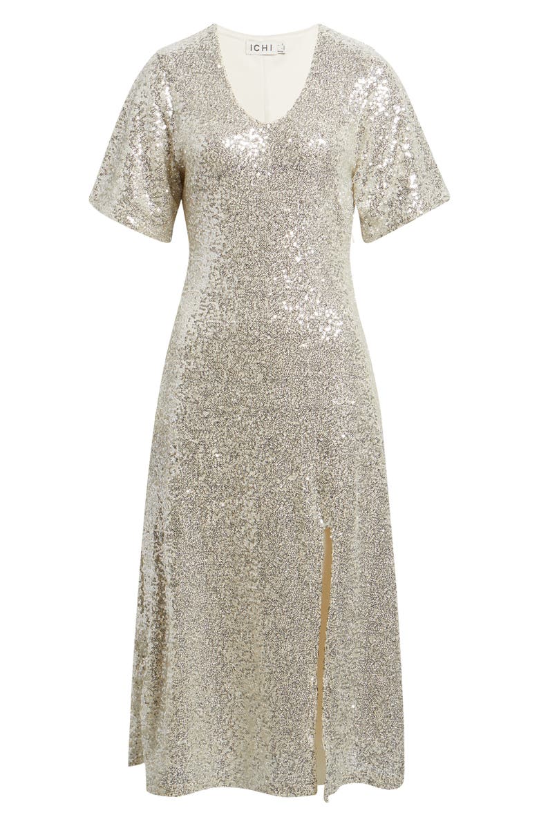 ICHI Ihfauca Sequin Maxi Dress, Alternate, color, Frosted Almond