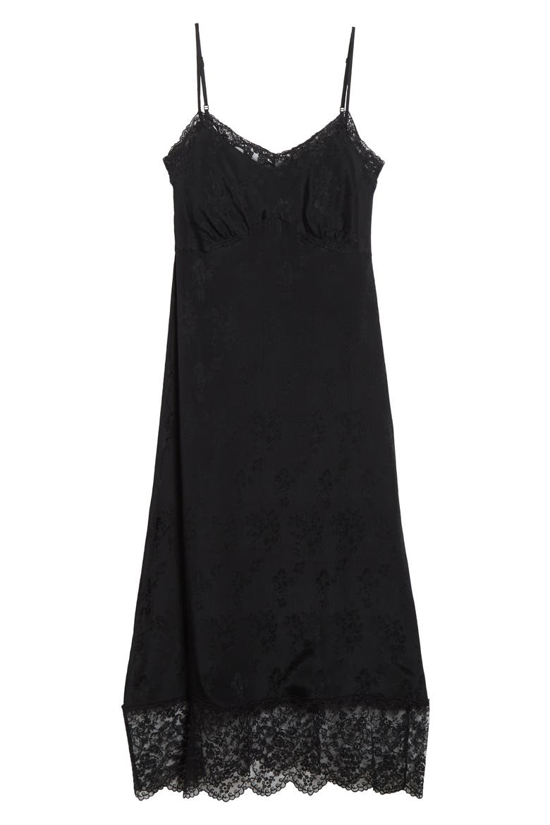 Deep Lace Trim Slipdress, Alternate, color, BLACK