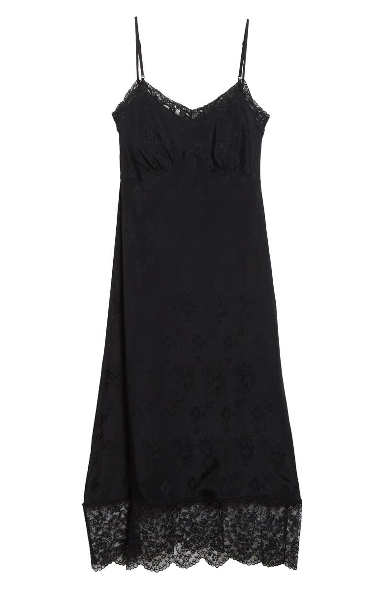 Simone Rocha Deep Lace Trim Slipdress, Alternate, color, Black