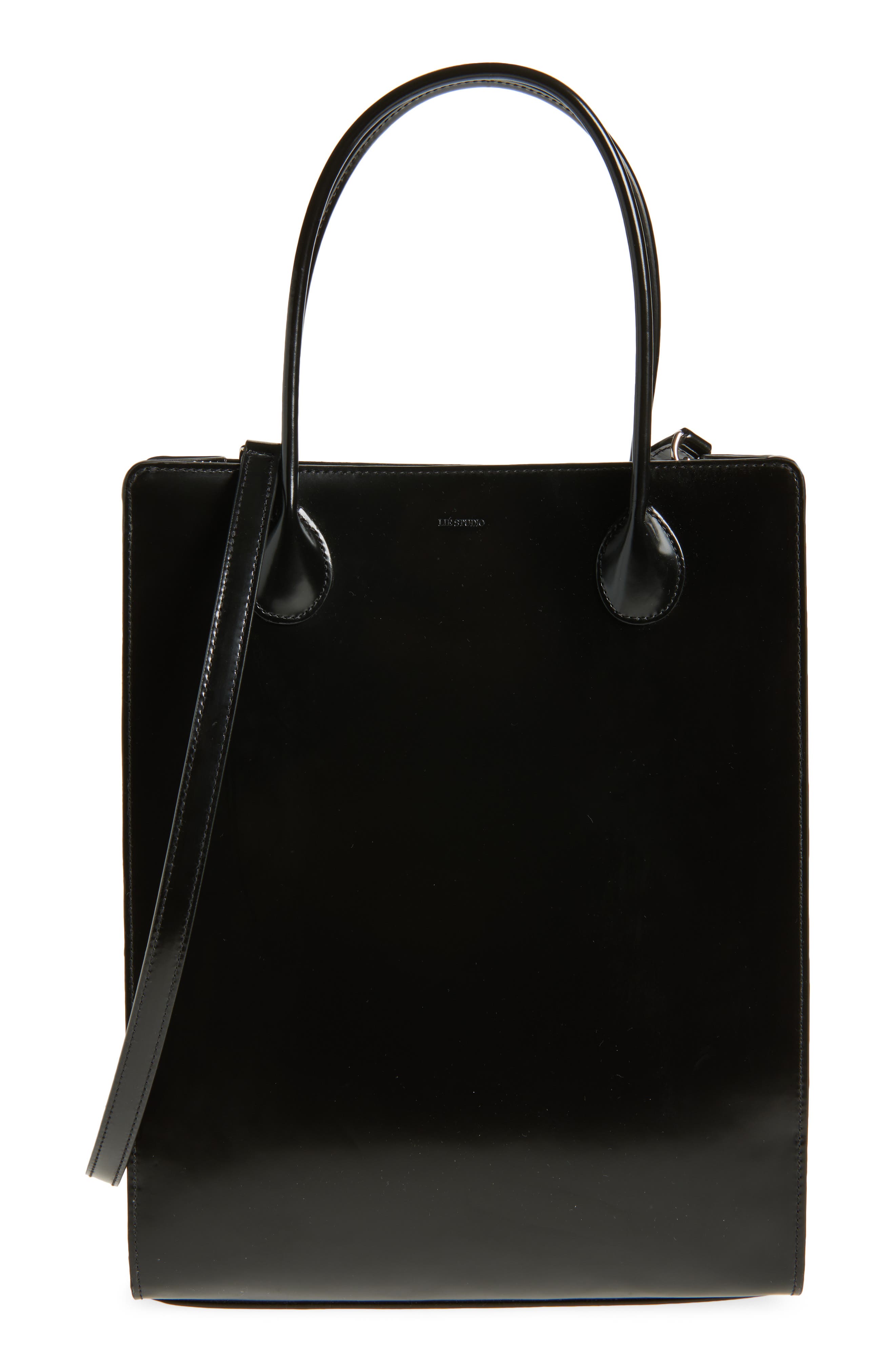 Lié Studio The Jane Leather Top Handle Bag, Main, color, Black Patent Leather