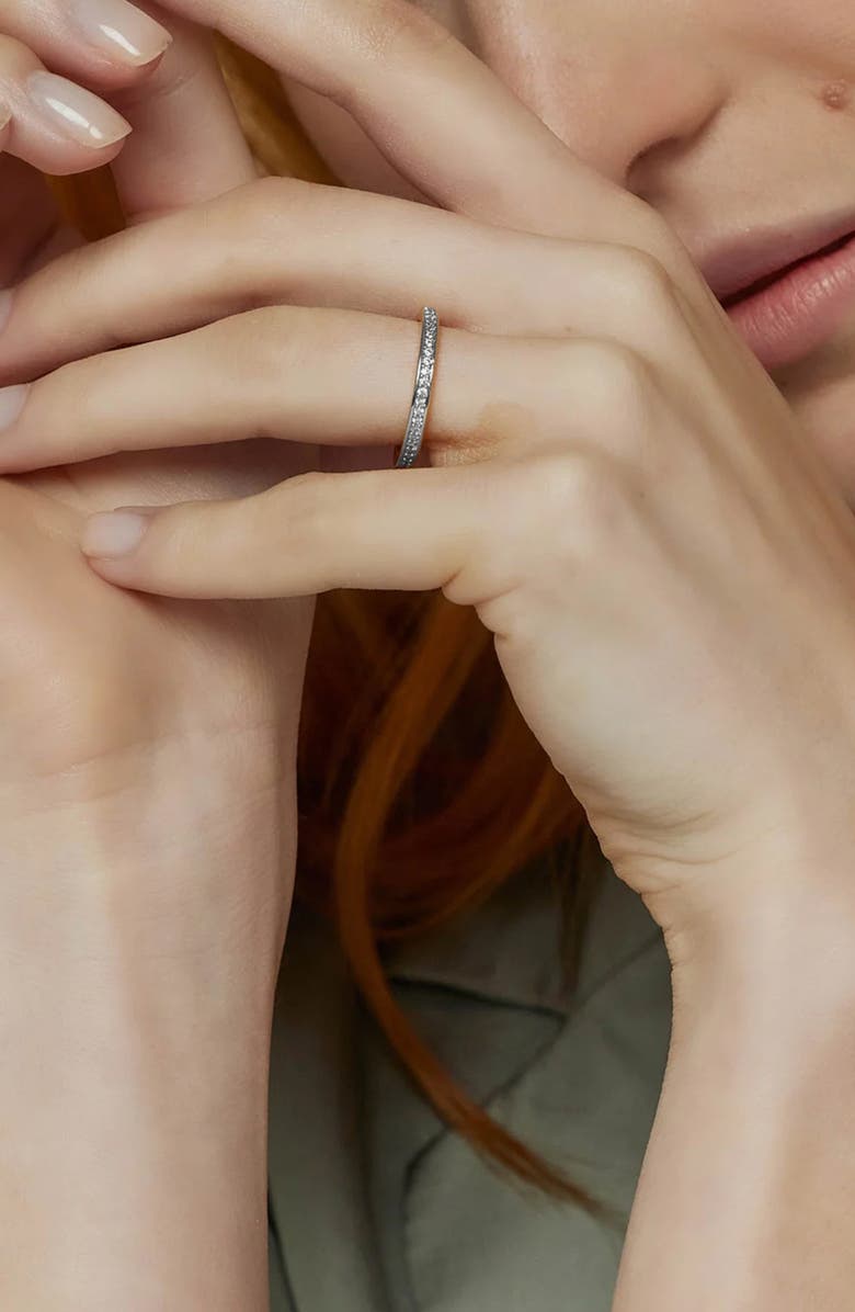 Bearfruit Jewelry 14k Gold Plated Lisa Ring Dainty Crystal Band Trendy, Alternate, color, Silver