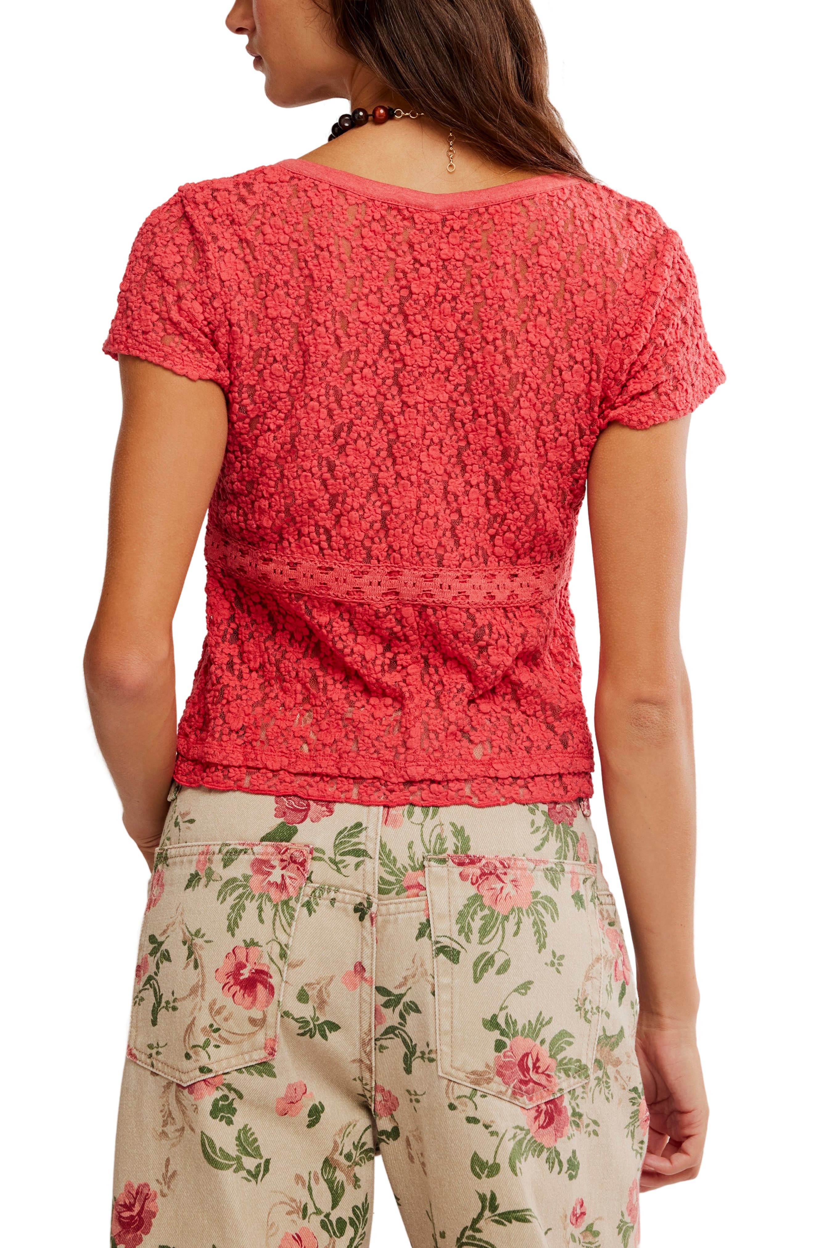 Free People Claro Semi Sheer Lace & Tulle Top — фото 2