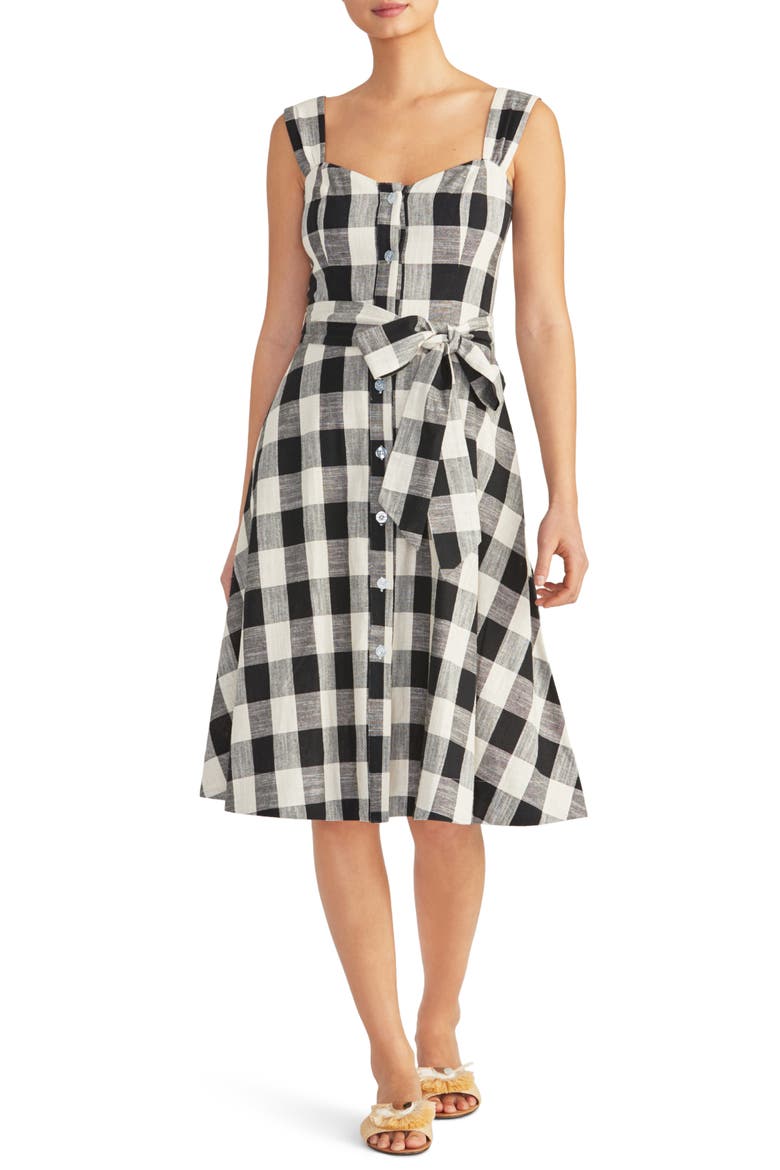 Gingham Cotton Sundress, Main, color, BLACK/ IVORY COMBO