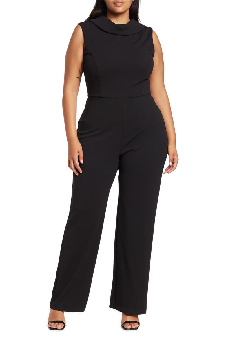 Turtleneck Sleeveless Jumpsuit, Main, color, BLACK