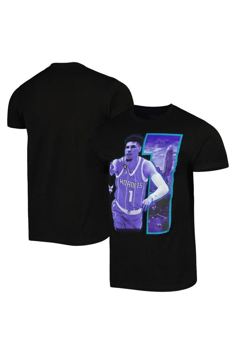 Unisex Stadium Essentials LaMelo Ball Black Charlotte Hornets Player Skyline T-Shirt, Main, color, Black