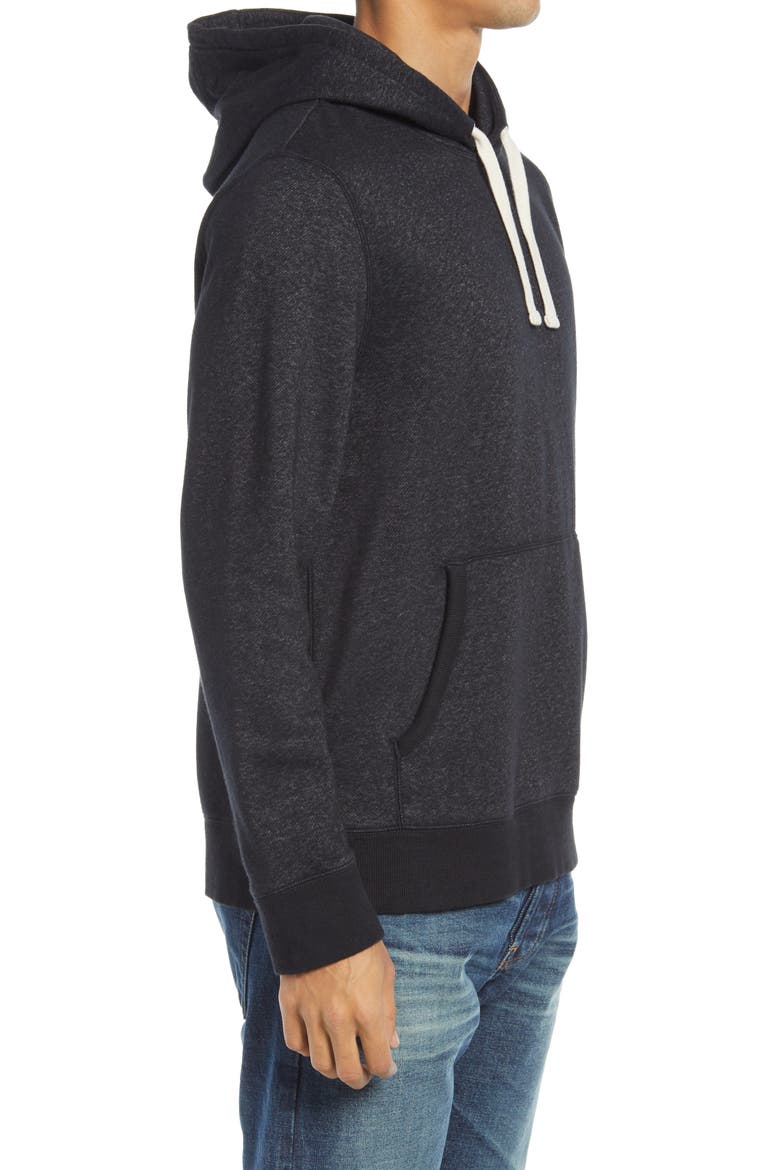 Marled Cotton Blend Pullover Hoodie, Alternate, color, BLACK CAVIAR HEATHER
