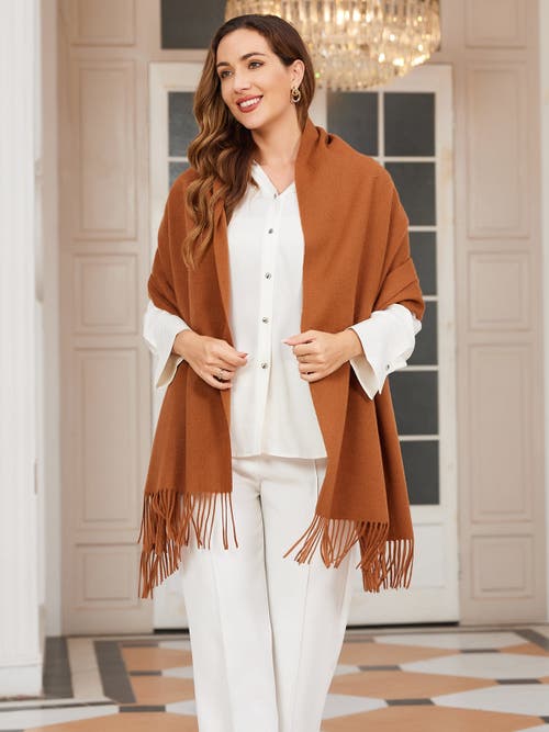 Silksilky Pure Wool Scarf Shawl In Brown