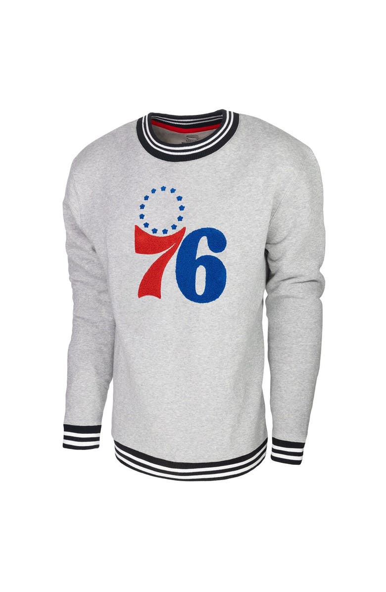 Stadium Essentials Men's Stadium Essentials Heather Gray Philadelphia 76ers Club Level Pullover Sweatshirt, Alternate, color, 