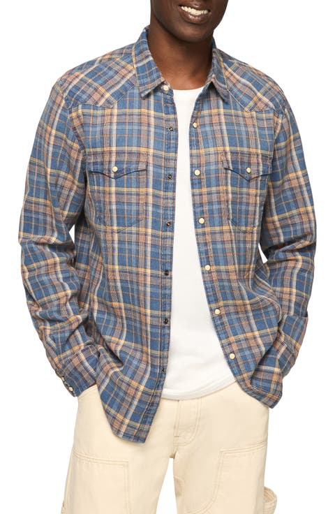 Plaid Cotton Twill Snap-Up Western Shirt
