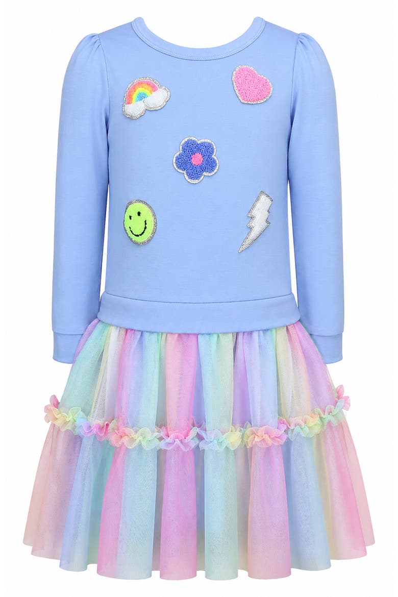Kids' Novelty Patch Tutu Dress, Main, color, BLUE MULTI