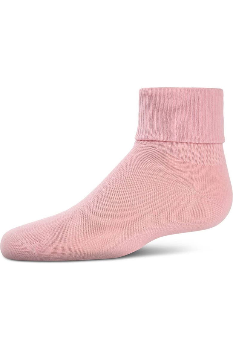 Ribbed Triple-Roll-Cuff Ankle Sock, Main, color, Rose Pink