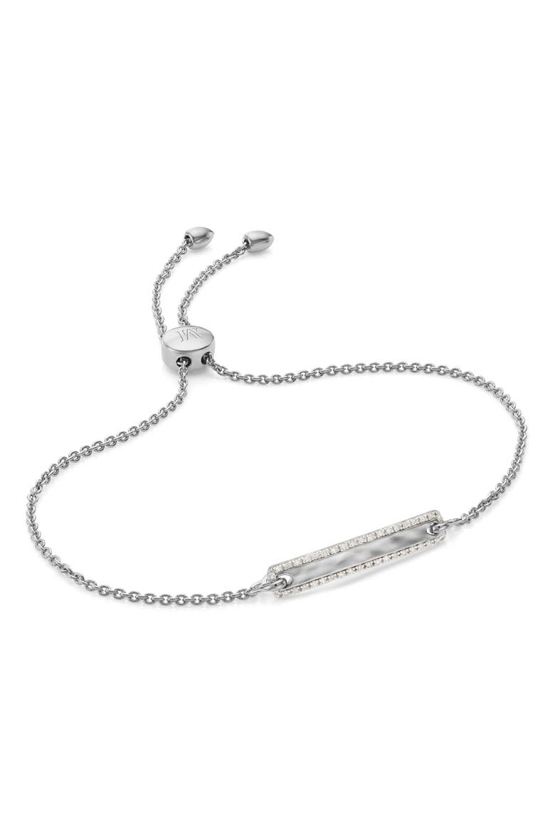 Havana Bar Diamond Pavé Friendship Chain Bracelet, Main, color, SILVER