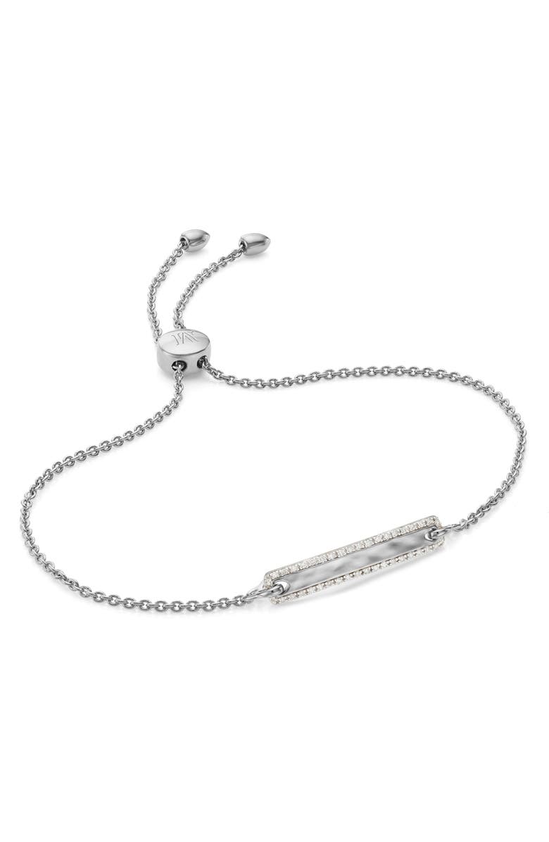 Monica Vinader Havana Bar Diamond Pavé Friendship Chain Bracelet, Main, color, Silver