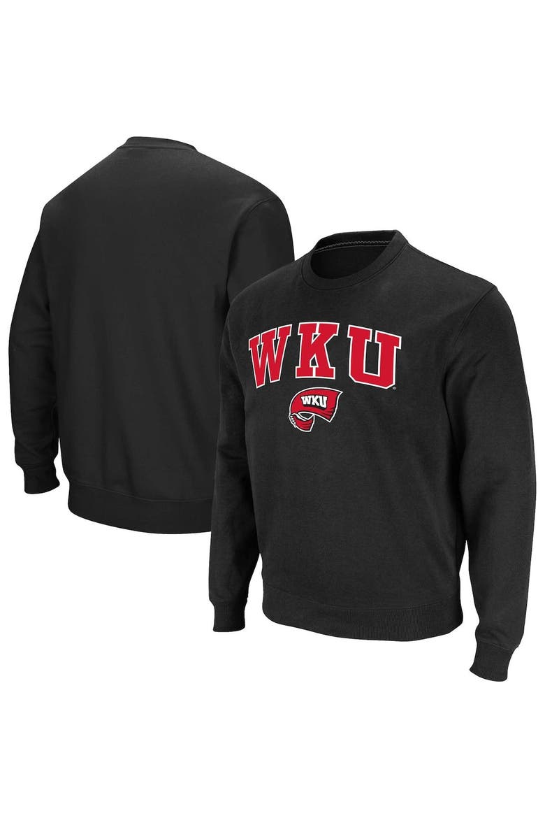 Men's Colosseum Black Western Kentucky Hilltoppers Arch Over Logo Pullover Sweatshirt, Main, color, Black