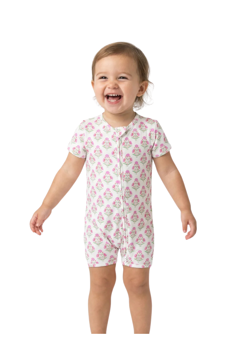 Short Sleeve and Shorts Sleeper, Main, color, Pink Posy