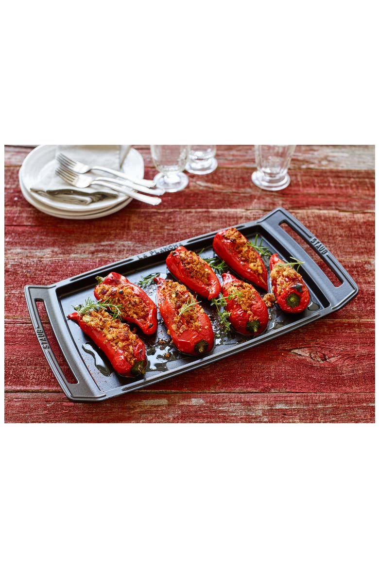 Enameled Cast Iron Double Burner Griddle, Alternate, color, MATTE BLACK